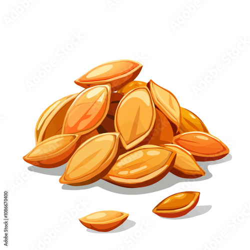 a Simple flat 2D icon pumpkin seeds isolated on a white background, vector, flat design, animation design, vector, flat design, animation design, simple flat 2D icon, minimalist design, vector design