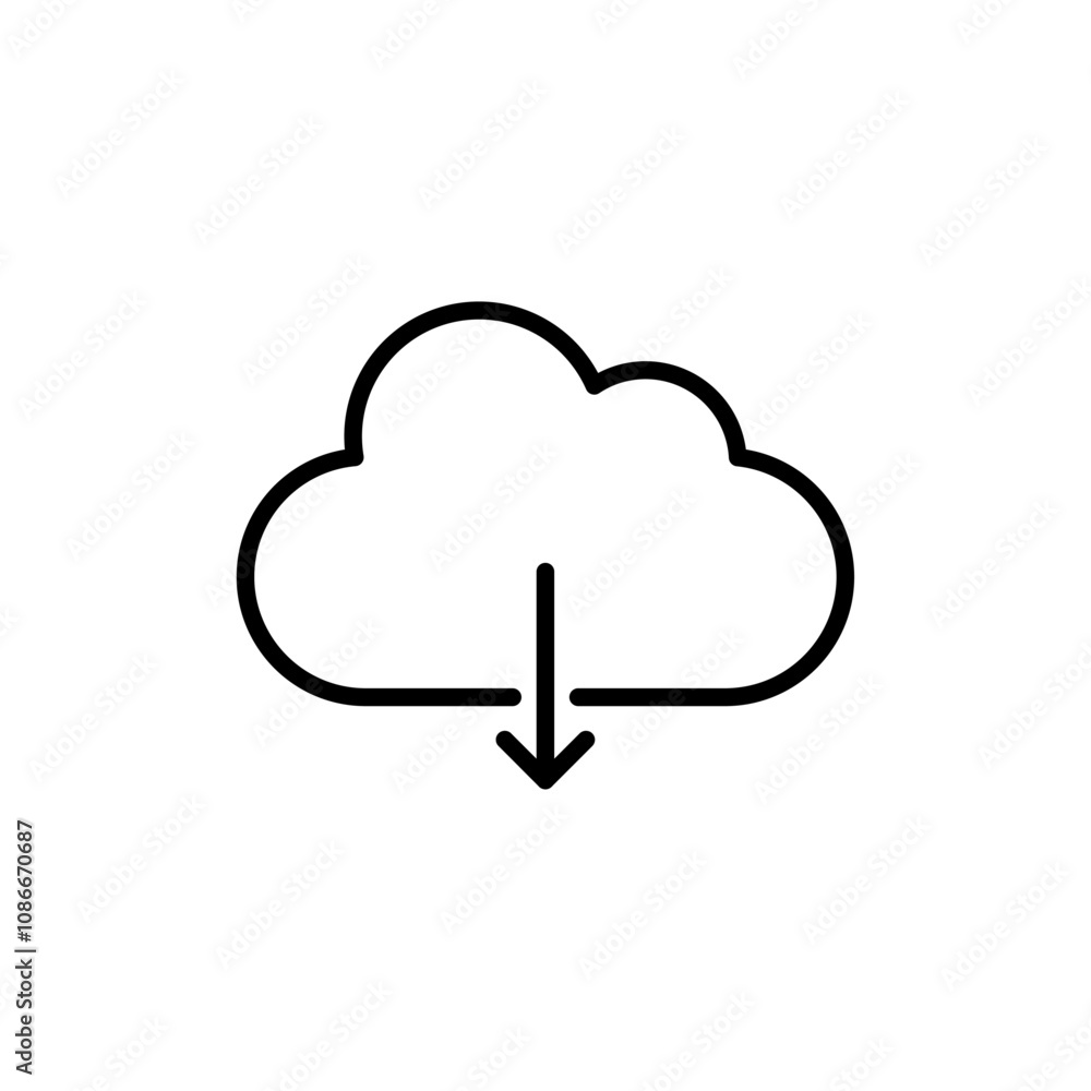 Cloud download icon linear logo isolated Cloud download icon linear logo isolated