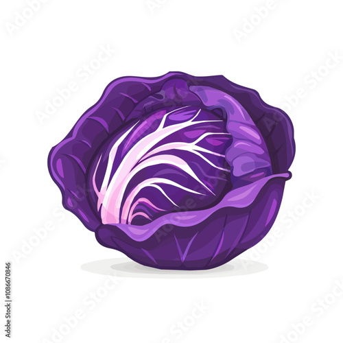 A Simple flat design 2D icon purple cabbage isolated on a white background, vector, flat design, animation design, vector, flat design, animation design, simple flat 2D icon, minimalist design
