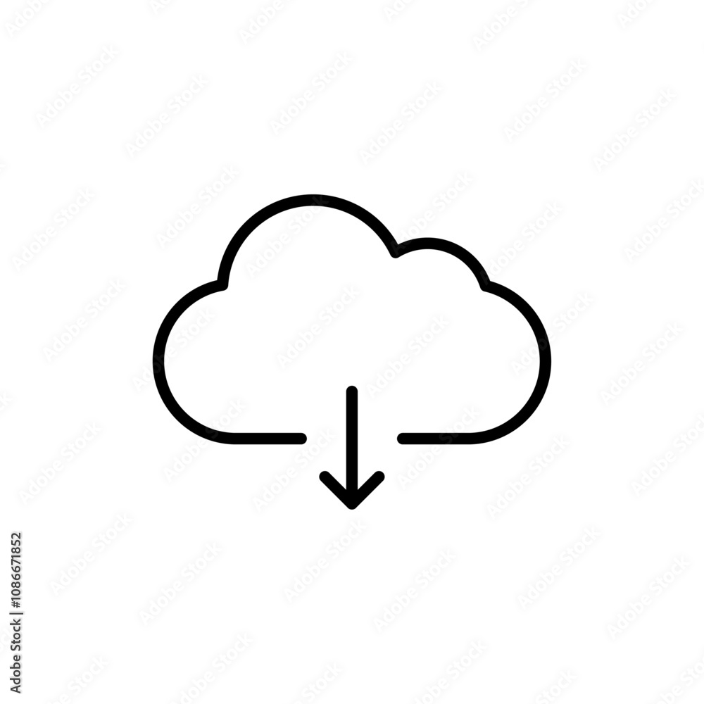 Download from Cloud icon linear logo isolated Download from Cloud icon linear logo isolated
