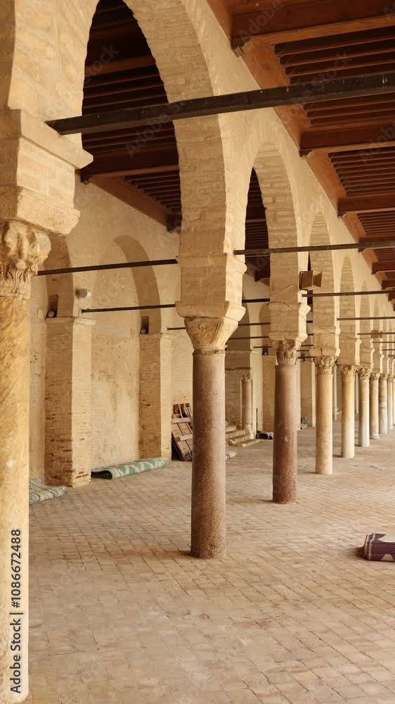Internal court of the Mosque of Uqba - the masterpieces of Islamic architecture in Tunisia Internal court of the Mosque of Uqba - the masterpieces of Islamic architecture in Tunisia