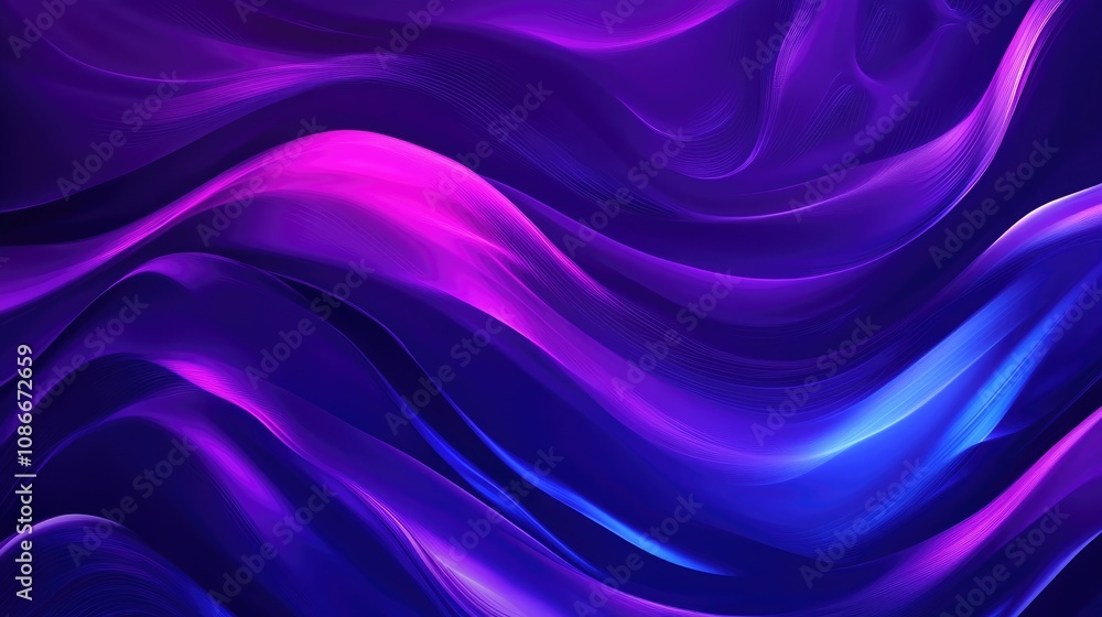 Obraz premium Dark navy and deep violet blue textured background with fluid waves, ideal for design templates, featuring a spacious blank area for text or graphics.