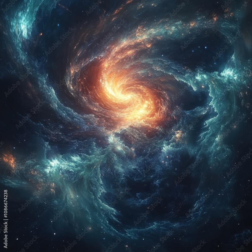 A vibrant cosmic swirl of colors depicting a galaxy, with bright orange and blue hues illustrating the beauty of the universe. A vibrant cosmic swirl of colors depicting a galaxy, with bright orange and blue hues illustrating the beauty of the universe.