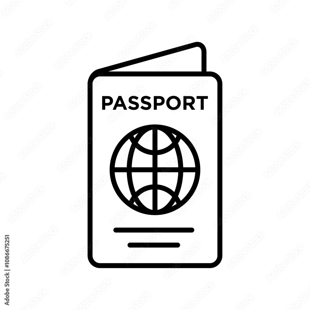Passport icon linear logo isolated Passport icon linear logo isolated