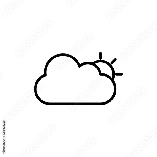Partially cloudy icon linear logo isolated