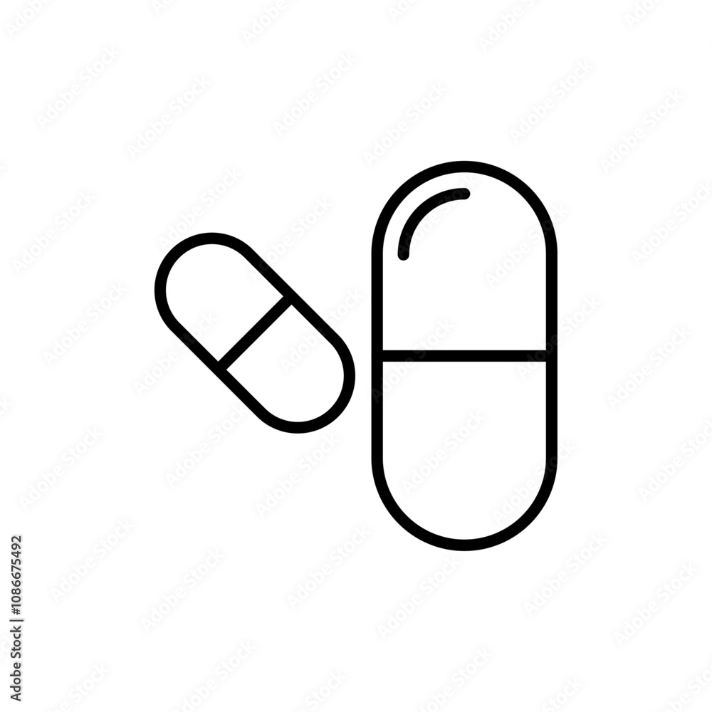 Pill icon linear logo isolated Pill icon linear logo isolated