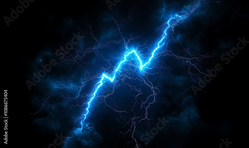 vivid blue thunder lightning bolt s shaped against dark background electric storm nature power 