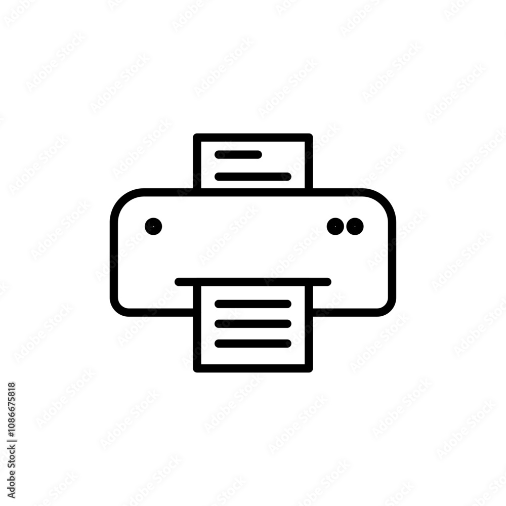 Print button icon linear logo isolated Print button icon linear logo isolated