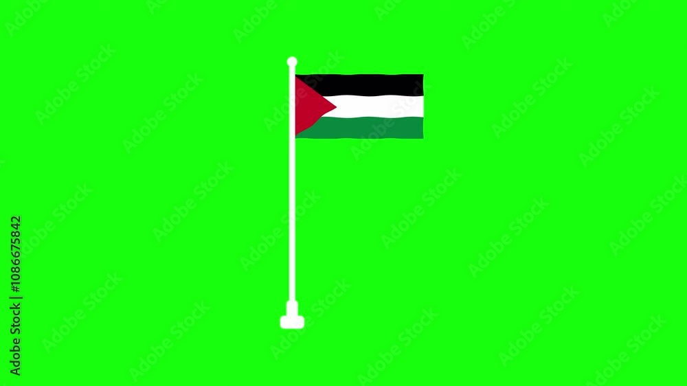 Waving flag of Palestina green screen, transparent background Waving flag of Palestina green screen, transparent background