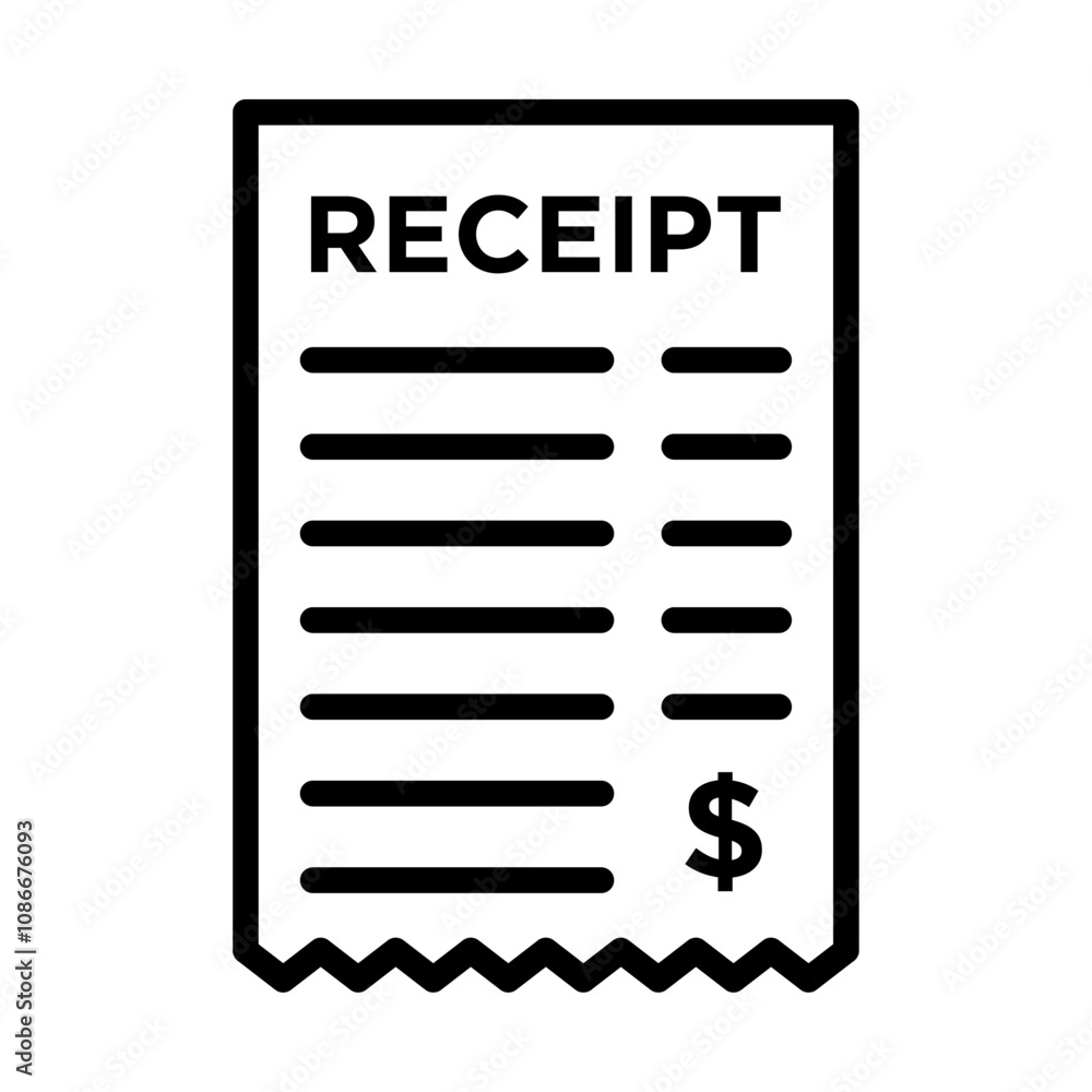 Receipt icon linear logo isolated Receipt icon linear logo isolated