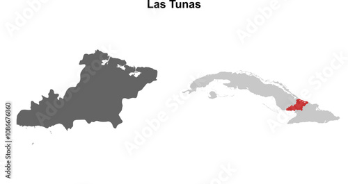 Photos Las Tunas province blank outline map set