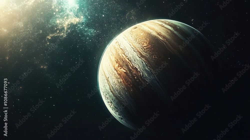 A breathtaking view of Jupiter showcasing its swirling clouds and vibrant colors against a backdrop of stars. A breathtaking view of Jupiter showcasing its swirling clouds and vibrant colors against a backdrop of stars.