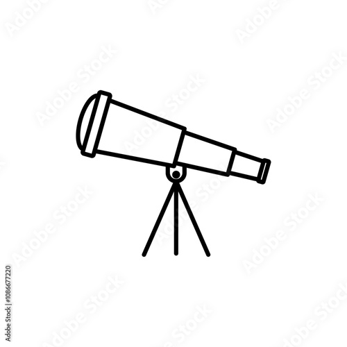 Telescope icon linear logo isolated