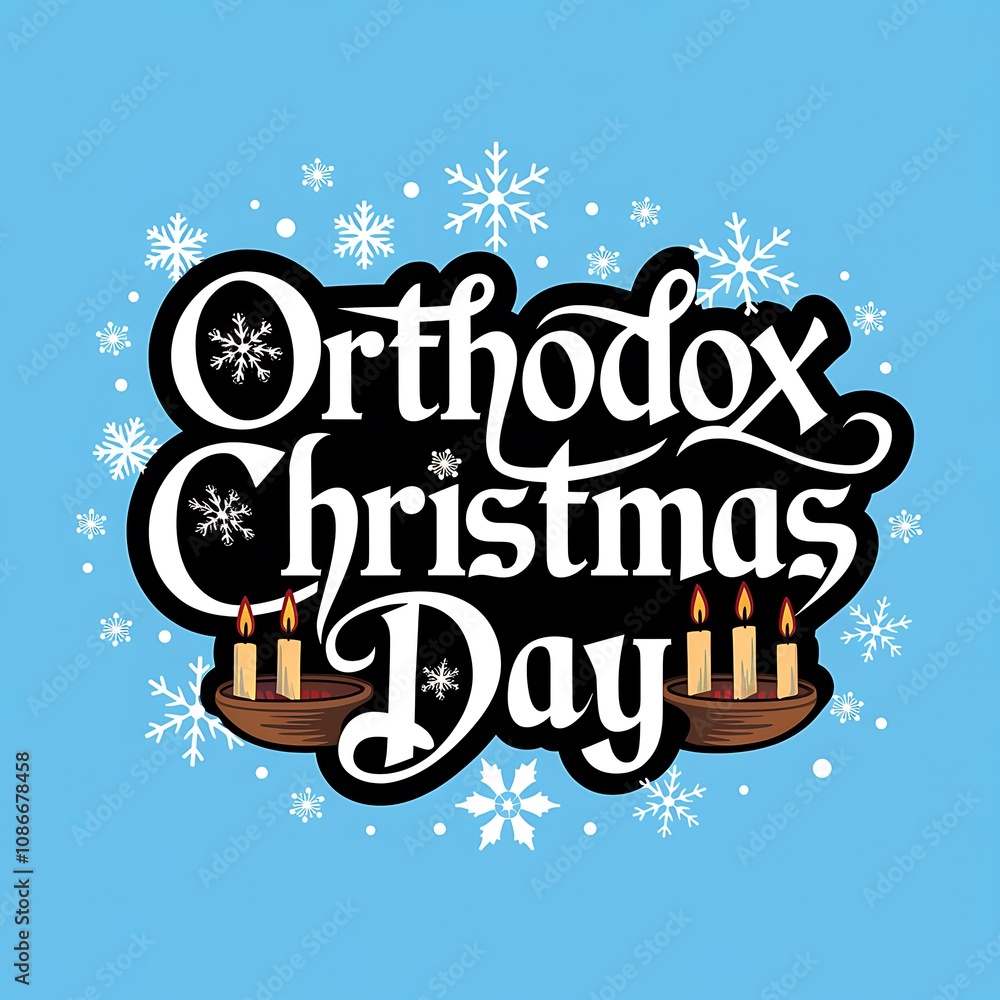 Obraz premium Orthodox Christmas Day Celebrated With Candles and Snowflakes