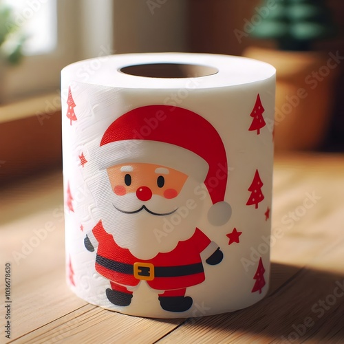 toilet paper with Santa Claus portrait
