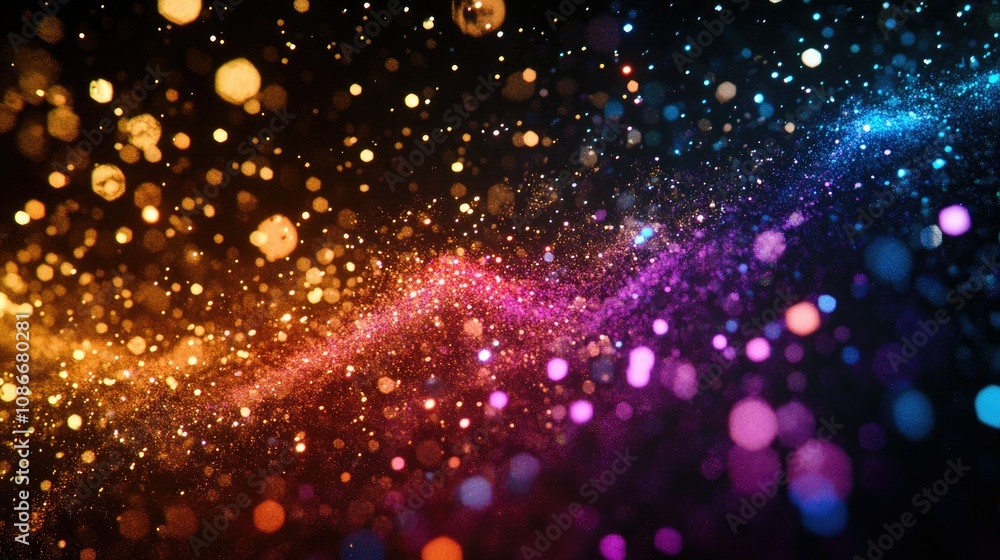 Vibrant Abstract Background with Colorful Bokeh Lights and Glowing Particles Creating a Magical and Dreamlike Atmosphere in Shades of Purple, Pink, Orange, and Gold Vibrant Abstract Background with Colorful Bokeh Lights and Glowing Particles Creating a Magical and Dreamlike Atmosphere in Shades of Purple, Pink, Orange, and Gold