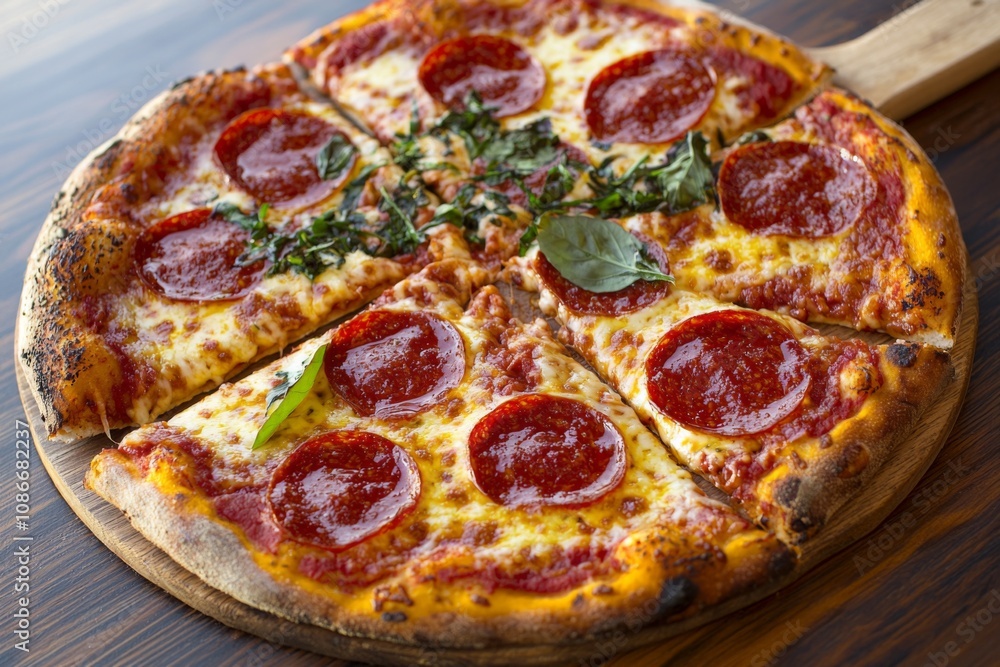 Delicious Pizza on Table Close Up Delicious Pizza on Table Close Up