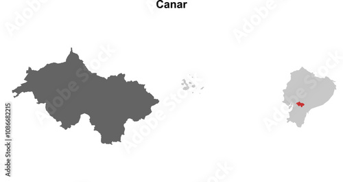 Canar province blank outline map set