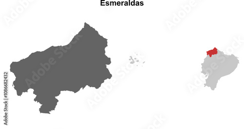 Esmeraldas province blank outline map set