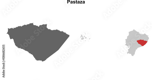 Pastaza province blank outline map set