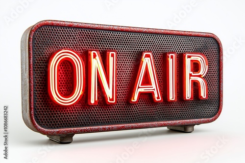 Vintage illuminated studio On Air sign isolated on a white background