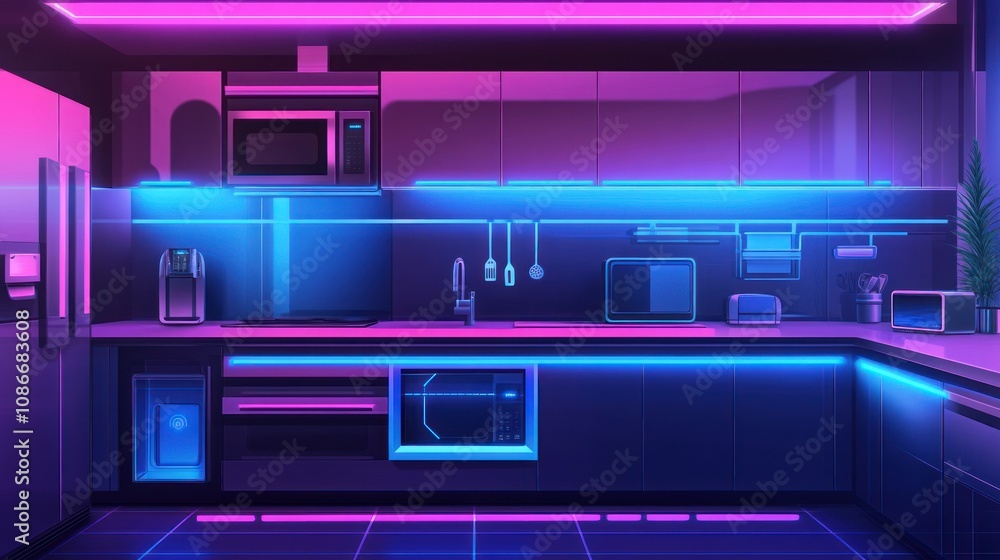Neon Retro Futuristic Kitchen Design Neon Retro Futuristic Kitchen Design