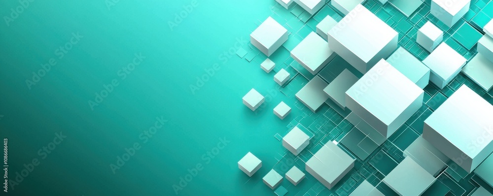 Naklejka premium Abstract geometric background with modern teal blocks and shapes