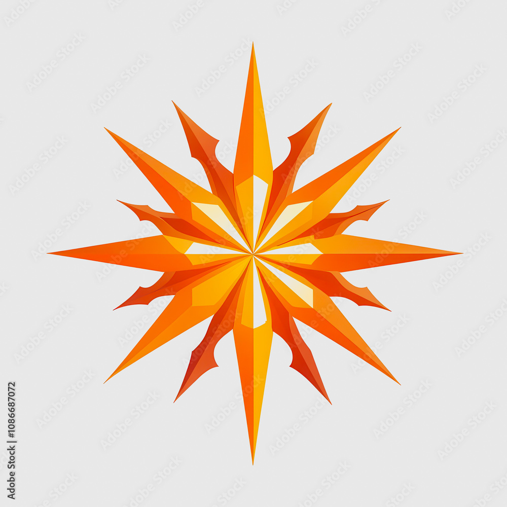 Vibrant Geometric Starburst Design in Orange and Yellow Colors with Sharp Points and Dynamic Energy for Backgrounds and Graphic Elements Vibrant Geometric Starburst Design in Orange and Yellow Colors with Sharp Points and Dynamic Energy for Backgrounds and Graphic Elements