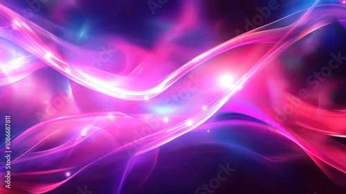 Wallpaper Mural Luminous neon waves in pink and purple hues create a vibrant, fantasy-inspired background symbolizing creativity and data transfer, perfect for banners. Torontodigital.ca