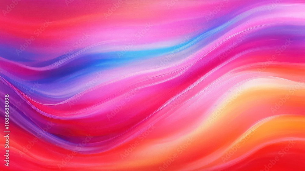 Fototapeta premium Vibrant Acrylic Fluid Art with Pink, Blue, and Red Waves Creating Dynamic Abstract Neon Background with Flowing Curls and Mesmerizing Gradients