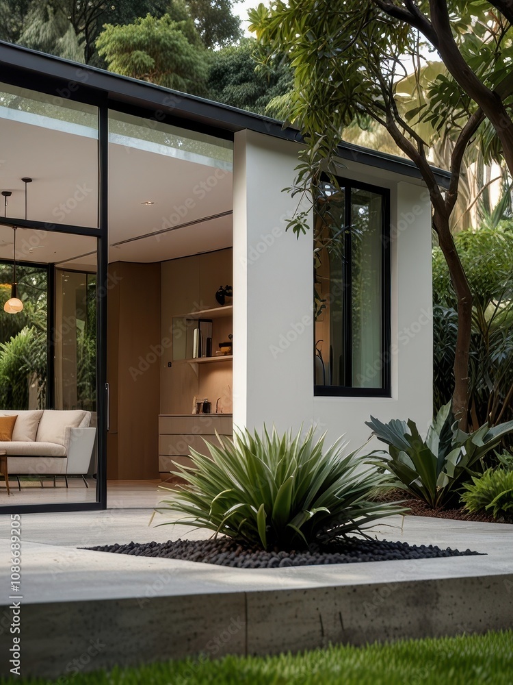 Minimalist House Amidst Lush Greenery with Modern Design and Natural Light Minimalist House Amidst Lush Greenery with Modern Design and Natural Light