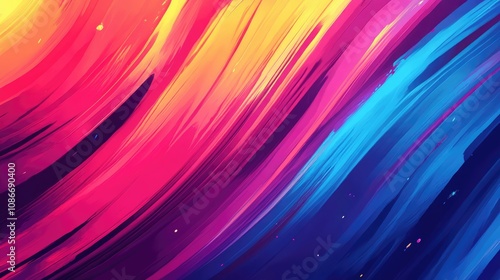 Vibrant Abstract Banner Showcasing Dynamic Multicolored Oil Streaks with Flowing Paint in Warm and Cool Hues, Digital Art, Colorful Background, Abstract Design