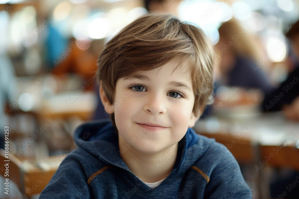 Young Child boy girl Eating Lunch in a School Canteen Setting with Juice and Food on Table, Generative AI Young Child boy girl Eating Lunch in a School Canteen Setting with Juice and Food on Table, Generative AI