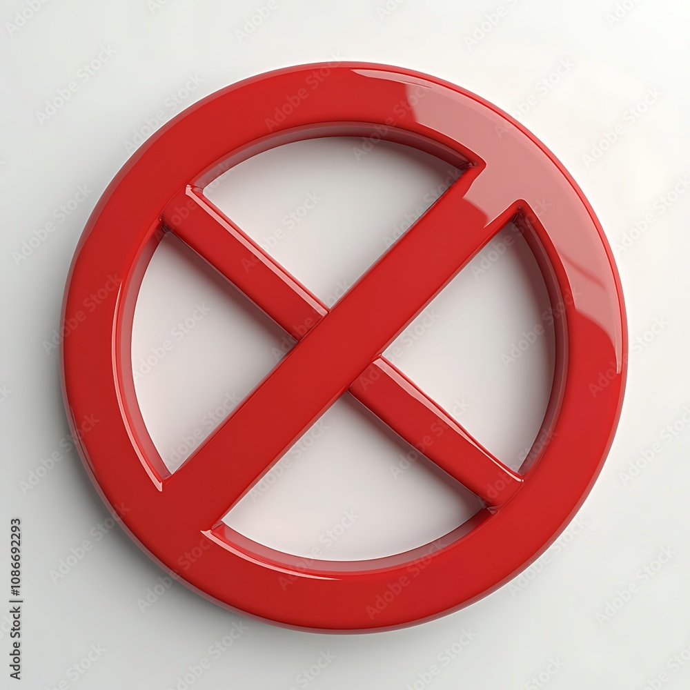 Fototapeta premium Negative Cross Mark 3d cartoon style illustration