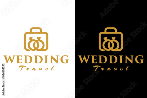 Wedding Travel, Two Ring Couple Logo Design