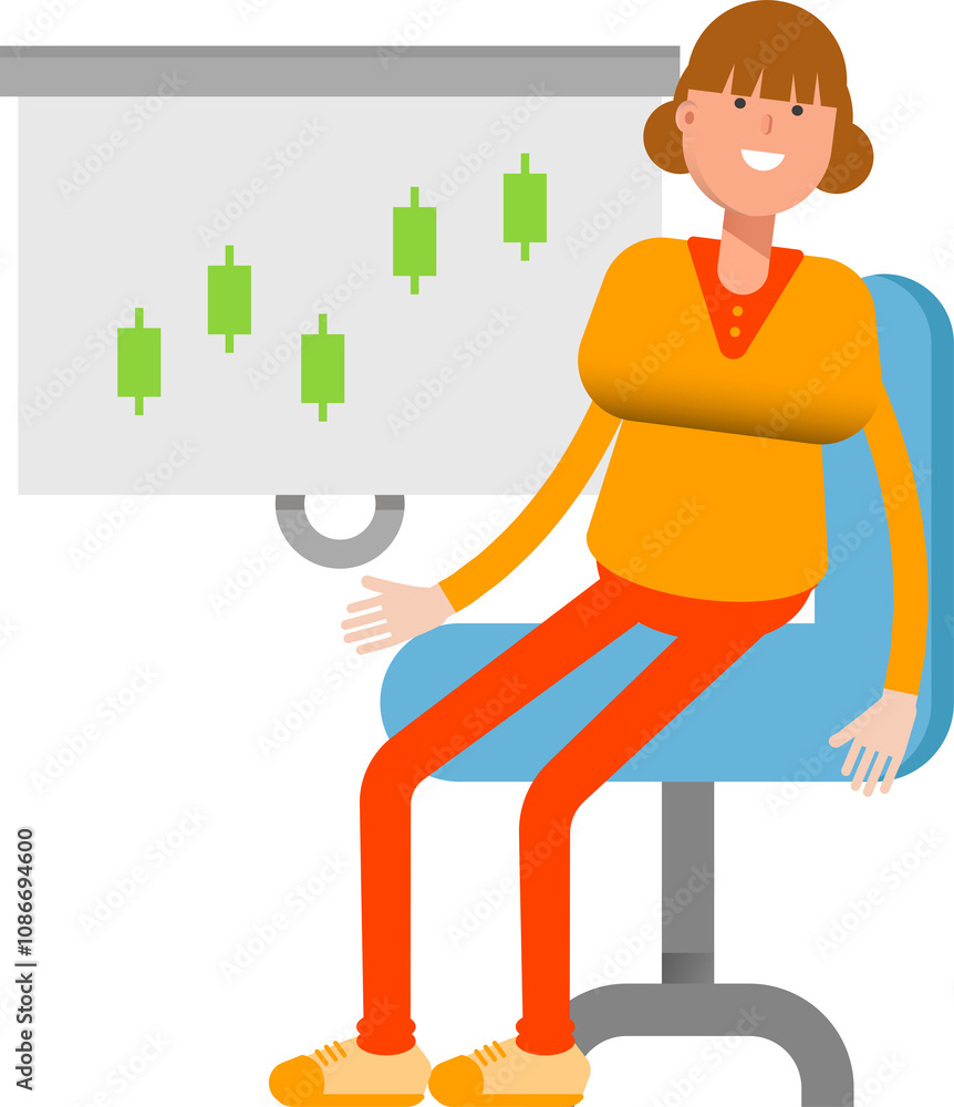 Girl Character Presenting Candlestick Chart
Girl Character Presenting Candlestick Chart