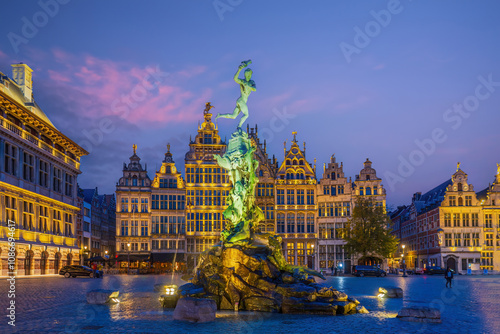 Downtown Antwerp city skyline, cityscape of Belgium