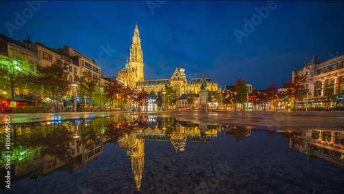 Downtown Antwerp city skyline, cityscape of Belgium