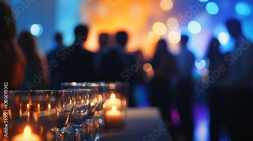 Wallpaper Mural Blurred Party Scene with Glasses and Candles Torontodigital.ca