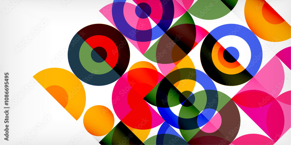 Minimal geometric abstract background. Circle square and triangle design. Trendy techno business template for wallpaper, banner, background or landing Minimal geometric abstract background. Circle square and triangle design. Trendy techno business template for wallpaper, banner, background or landing