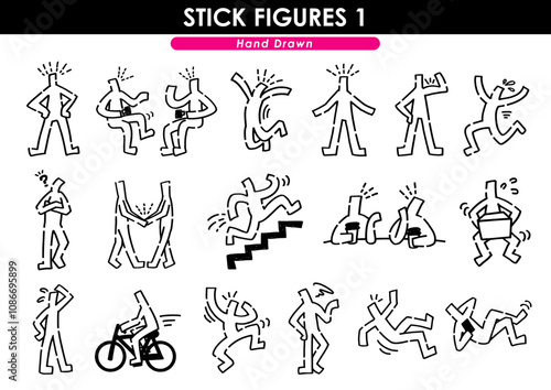 手描きの棒人間セット