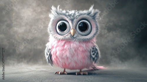 Pink Owl with Big Eyes