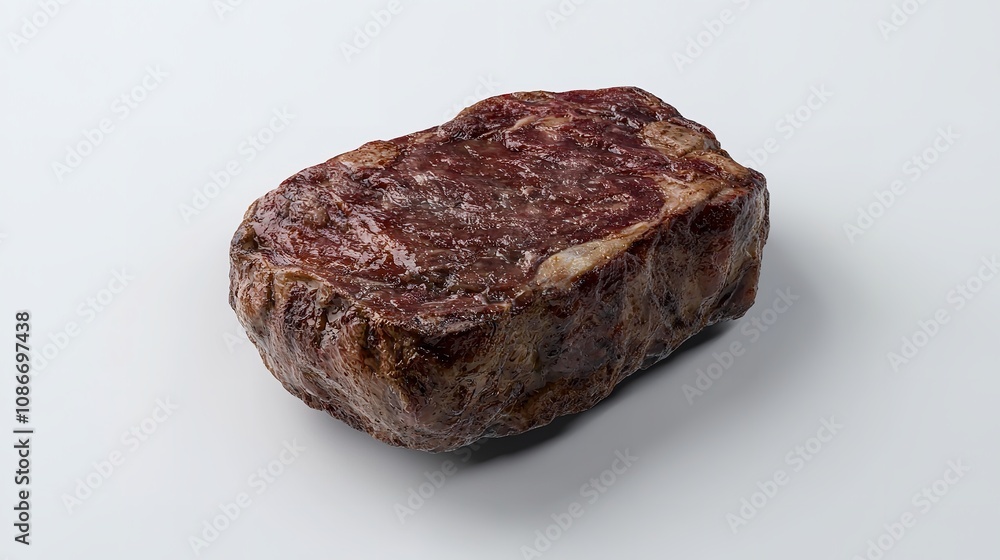 Fried Steak Piece of Pork or Beef Meat on a White Background Fried Steak Piece of Pork or Beef Meat on a White Background