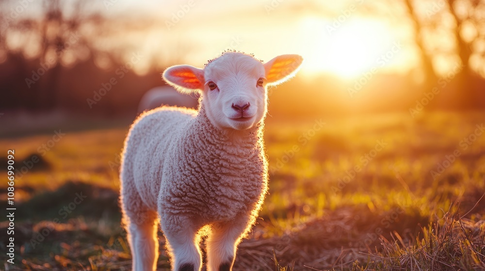 Obraz premium Lamb in Golden Hour