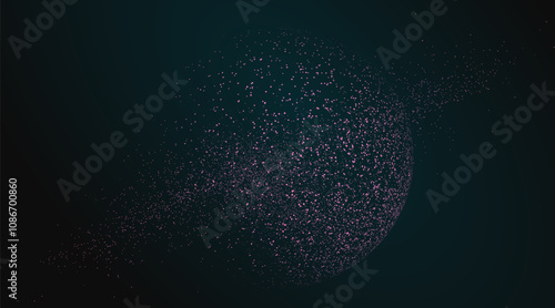 Planet graphics composed of countless particles, vector illustration.