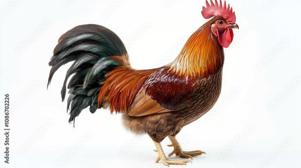 Fototapeta premium Rooster in Studio: A Colorful Portrait