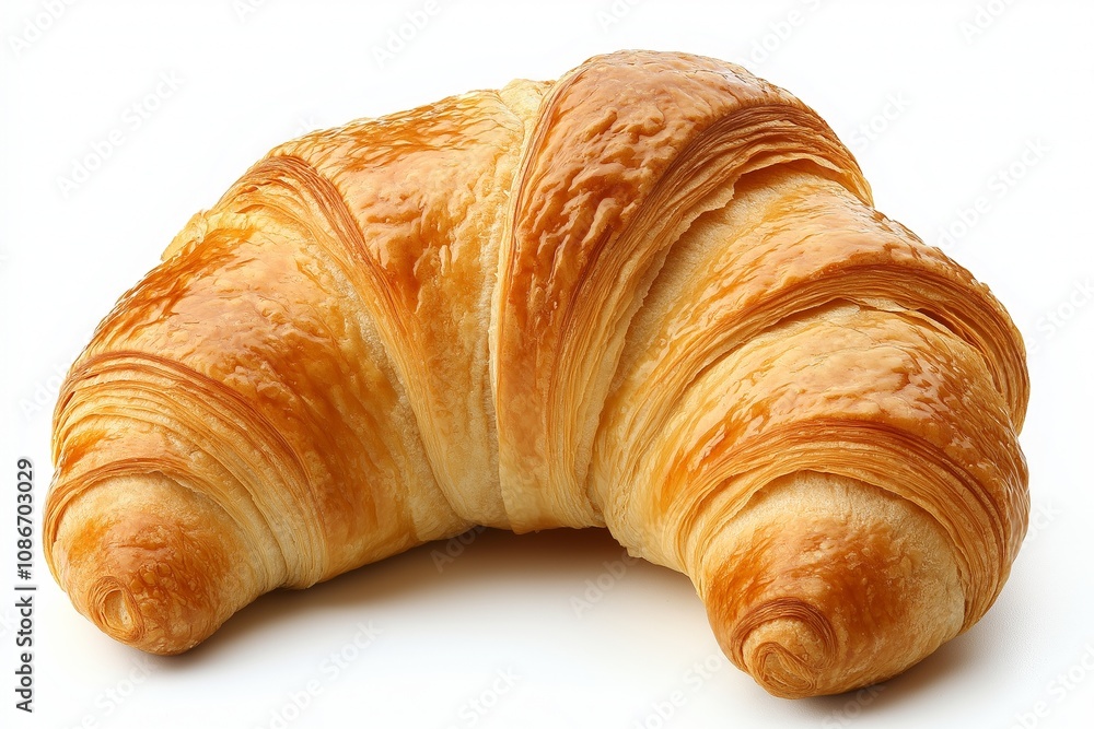 Single plain croissant on white background. Single plain croissant on white background.