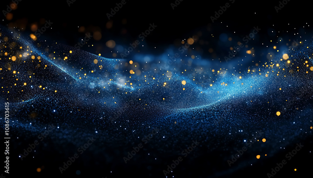 abstract blue black festive bokeh light particles textured background abstract blue black festive bokeh light particles textured background