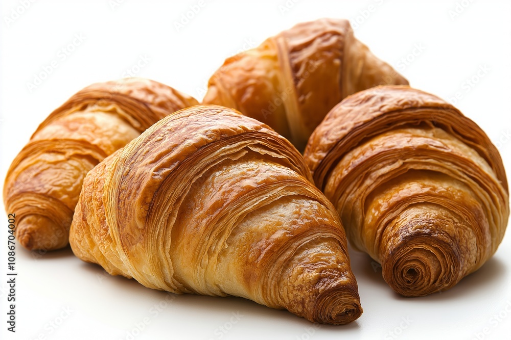Single plain croissant on white background. Single plain croissant on white background.
