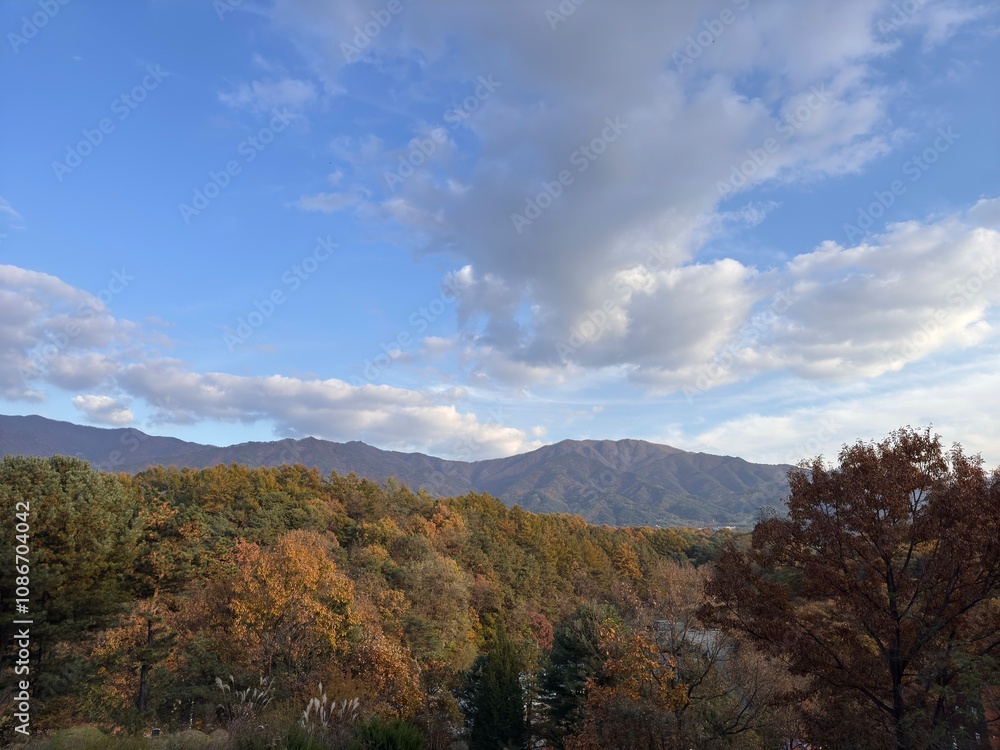 A beautiful autumn mountain painted in red. A beautiful autumn mountain painted in red.